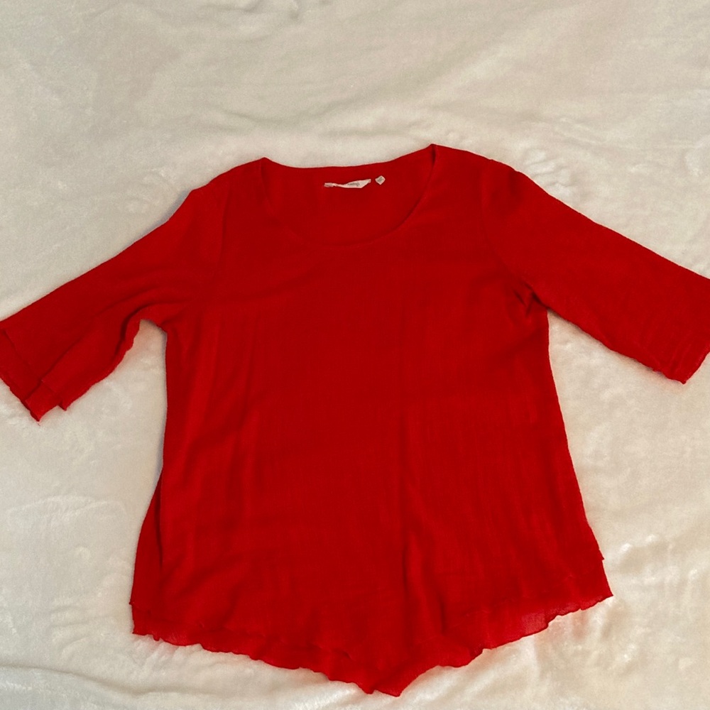 Soft Surroundings Red Tulip Hemmed Gauze Cotton Tunic